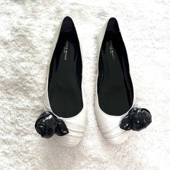 Karen Millen Flats White Black Size 8 - Picture 1 of 7